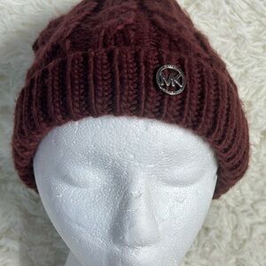 Michael Kors Maroon Knit Hat with Logo